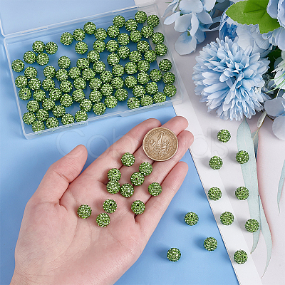 100Pcs Polymer Clay Pave Rhinestone Beads RB-OC0001-09-1