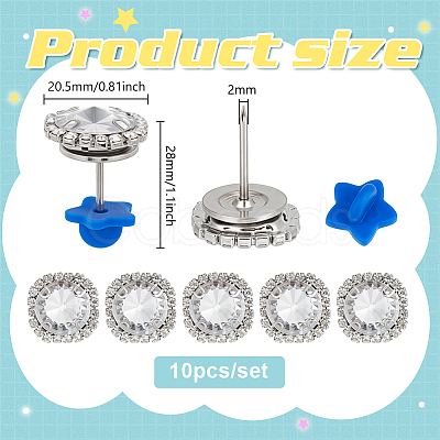 10Pcs Alloy Glass Rhinestone Brooches AJEW-PH01687-1