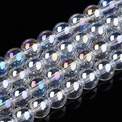 Electroplate Transparent Glass Beads Strands GLAA-T032-T6mm-AB13-1