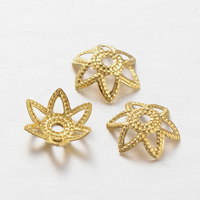 Brass Flower Bead Caps X-KK-L130-07G-1