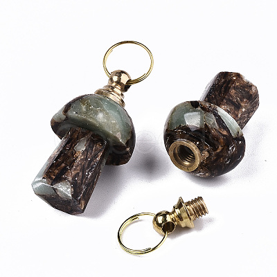 Assembled Synthetic Bronzite and Aqua Terra Jasper Openable Perfume Bottle Pendants LS-G-S366-057B-1