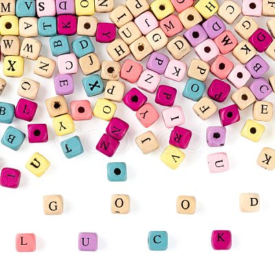 420Pcs 2 Style Natural Wood Printed Beads WOOD-LS0001-31-1
