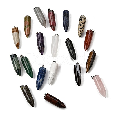 Natural Mixed Stone Pointed Pendants G-F820-12-1