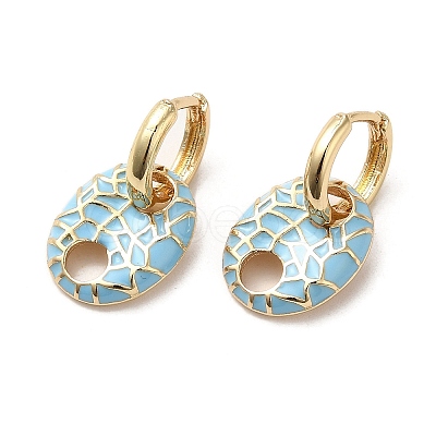Oval Real 18K Gold Plated Brass Dangle Hoop Earrings EJEW-L268-007G-04-1