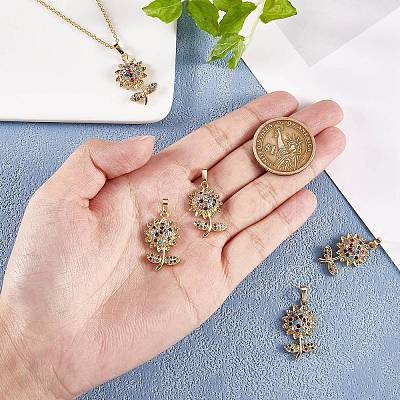 Brass Micro Pave Cubic Zirconia Pendants ZIRC-SZ0003-47-1