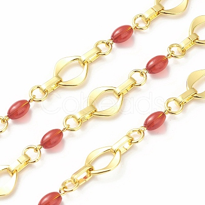 Rack Plating Brass Rhombus & Ring & Oval Link Chains CHC-F016-10G-1