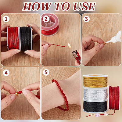 4 Rolls 4 Colors Round Nylon Cords OCOR-PH0006-28-1