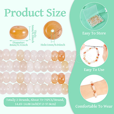 2 Strands Natural Golden Silk Jade Beads Strands G-TA0002-25-1