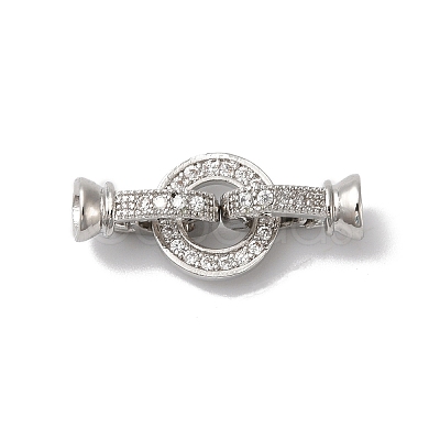 Rack Plating Brass Micro Pave Clear Cubic Zirconia Fold Over Clasps KK-A222-04C-P-1