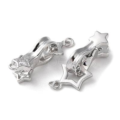 Rhodium Plated 925 Sterling Silver Fold Over Clasps STER-D005-10P-1