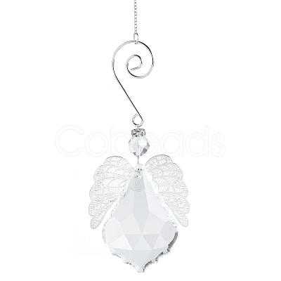 Teardrop Glass Hanging Suncatcher Pendant Decoration DJEW-PW0008-04C-1