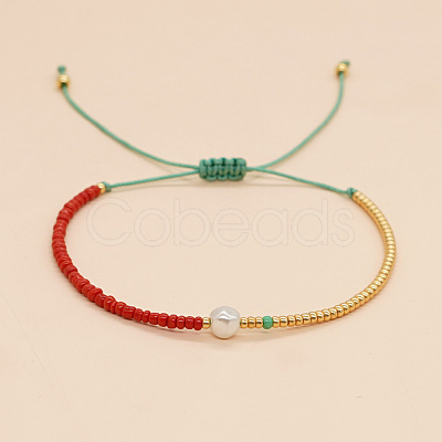 Adjustable Glass Seed Beads Braided Bead Bracelets for Women UG7337-1-1