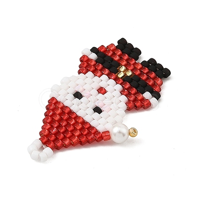 Christmas Glass Seed Beaded Pendants PALLOY-MZ01423-1