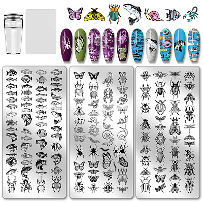 Stainless Steel DIY Nail Art Templates MRMJ-WH0092-180-1