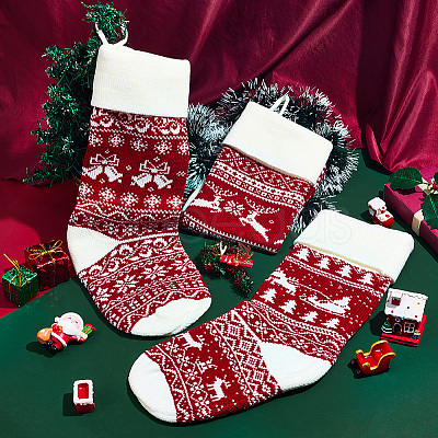 3Pcs 3 Styles Wool Yarn Knitted Hanging Christmas Stockings FEPA-SP0001-04B-1