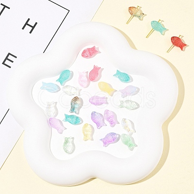 50Pcs Transparent Spray Painted Glass Beads GLAA-FS0002-06J-1