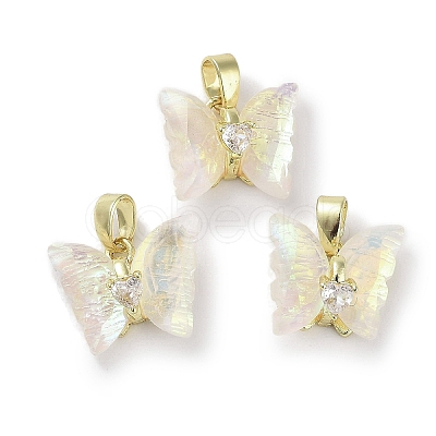Golden Rack Plating Brass Micro Pave Cubic Zirconia Pendants KK-R161-06G-01-1