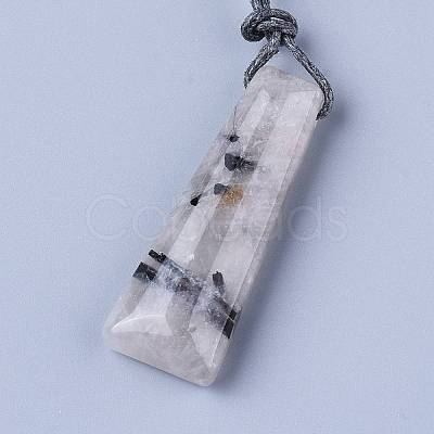 Natural Tourmalinated Quartz/Black Rutilated Quartz
 Pendants X-G-G845-01C-1