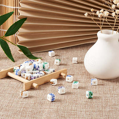 72Pcs 4 Color Handmade Porcelain Ceramic Beads Strands PORC-FW0001-01-1
