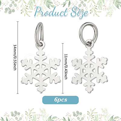 6Pcs 925 Sterling Silver Snowflake Charms PALLOY-PH01786-1