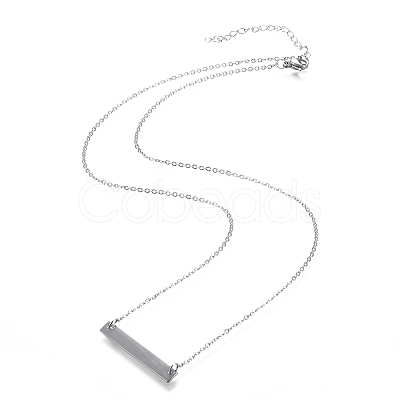 Non-Tarnish 304 Stainless Steel Rectangle Pendant Necklaces STAS-I166-35P-1