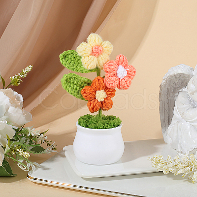 1Pc Hand Knitted Potted Plants Crochet Flower DJEW-SC0001-15C-1