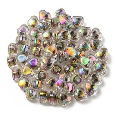 UV Plating Rainbow Iridescent Acrylic Beads OACR-F004-05A-1