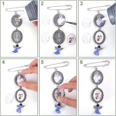 CHGCRAFT 6Pcs 3 Style Photo Charm Alloy Brooches DIY-CA0004-26-1