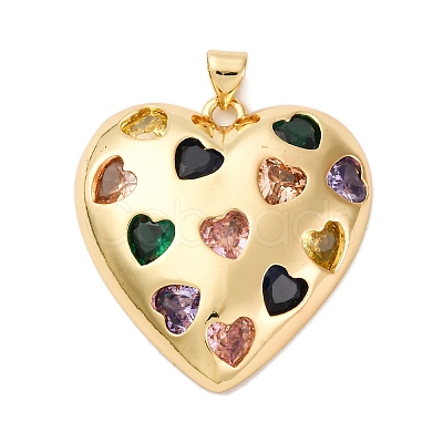Brass Micro Pave Cubic Zirconia Pendants KK-U076-16G-02-1