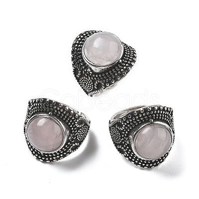Natural Rose Quartz Adjustable Rings RJEW-I108-03AS-15-1