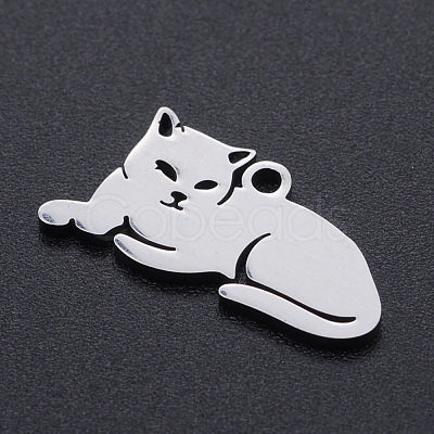 Non-Tarnish 304 Stainless Steel Kitten Pendants STAS-N090-JN857-1-1