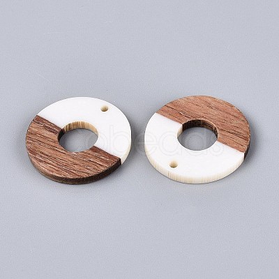 16Pcs 8 Styles Opaque Resin & Walnut Wood Pendants RESI-N053-25-1