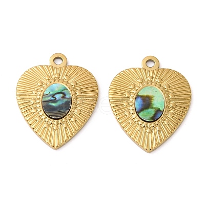 304 Stainless Steel Natural Paua Shell Pendants STAS-L288-06G-01-1