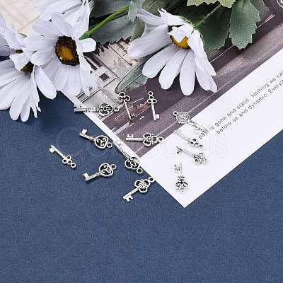 Tibetan Style Alloy Key Pendants TIBEP-X0001-02-AS-1