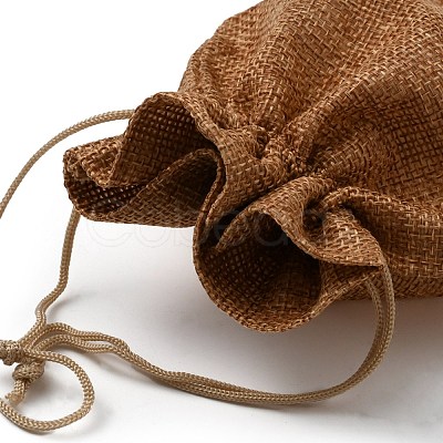 Polyester Imitation Burlap Packing Pouches Drawstring Bags ABAG-PH0001-33A-1