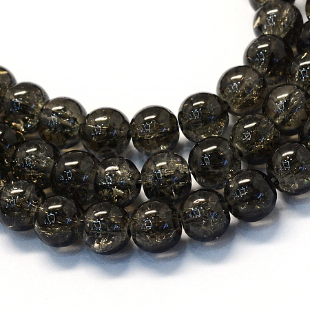Baking Paint Transparent Crackle Glass Round Bead Strands DGLA-Q018-10mm-10-1