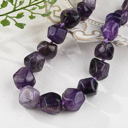 Natural Amethyst Nuggets Beaded Necklaces for Women Men NJEW-K388-01E-1