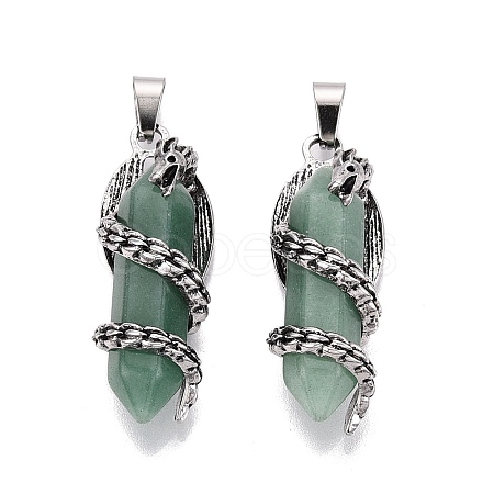 Natural Green Aventurine Double Terminal Pointed Pendants GG-N001-02AS-02-1
