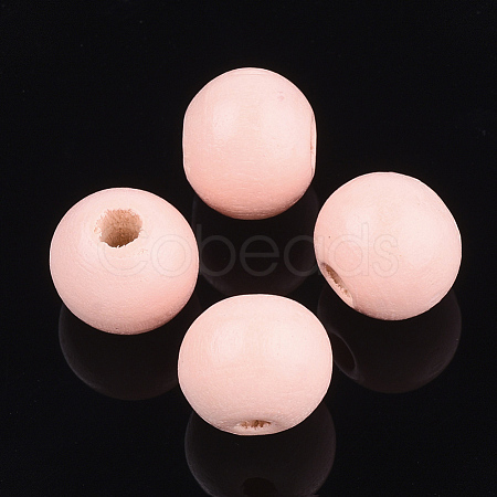 Painted Natural Wood Beads WOOD-S049-05J-1