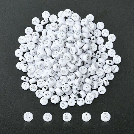 300pcs 2 Styles Opaque White Acrylic Beads MACR-YW0002-58B-1