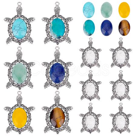 DIY Turtle Gemstone Pendant Making Kits DIY-SC0019-06-1