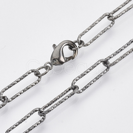 Brass Textured Paperclip Chain Necklace Making MAK-S072-02B-B-1