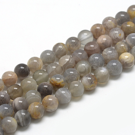 Natural Black Sunstone Beads Strands G-R446-6mm-33-1