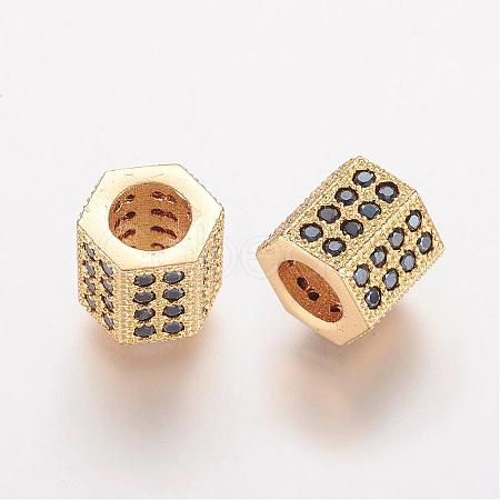 Brass Micro Pave Cubic Zirconia European Beads ZIRC-K063-10G-1