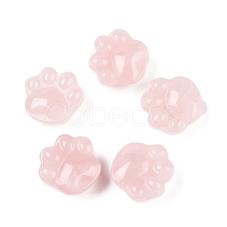 Natural Rose Quartz Cat Paw Print Figurines DJEW-N003-03I-1