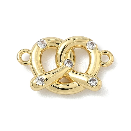 Brass Micro Pave Cubic Zirconia Heart Biscuit Connector Charms KK-G548-06G-01-1