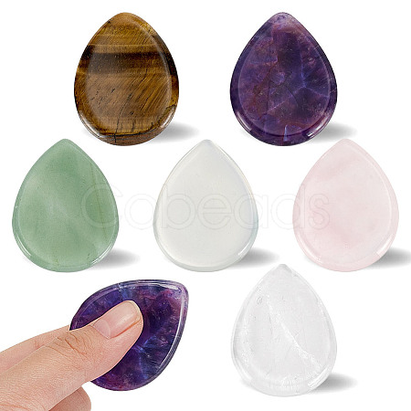 6Pcs 6 Styles Natural & Synthetic Gemstone Teardrop Decorations AJEW-GA0007-89-1