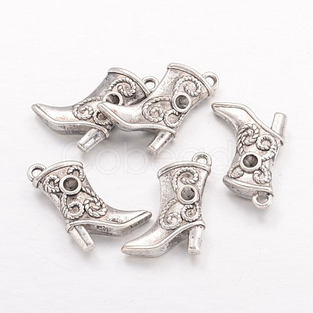 Tibetan Style Alloy Pendant Rhinestone Settings X-TIBEP-24059-AS-RS-1