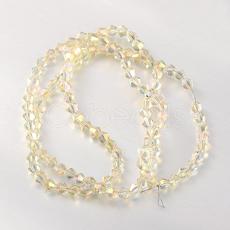 Electroplate Faceted Bicone Glass Beads Strands X-EGLA-P017-4mm-14-1