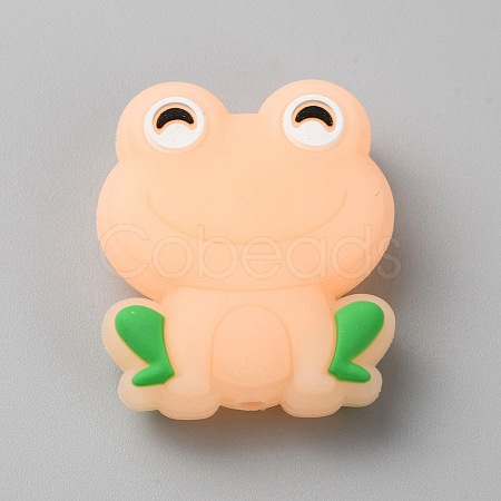 Frog Luminous Food Grade Eco-Friendly Silicone Beads SIL-WH0003-12G-1